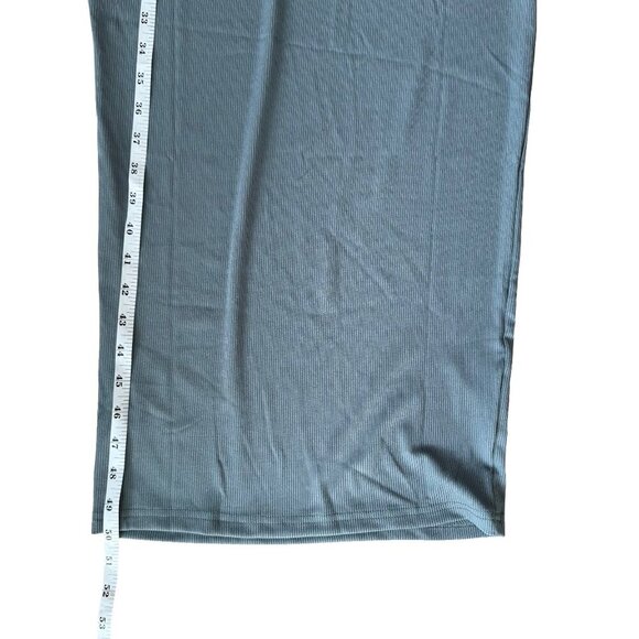 Ribbed Notch Neck Bodycon Maxi Dress Blue Pewter Gray S - Picture 5 of 8
